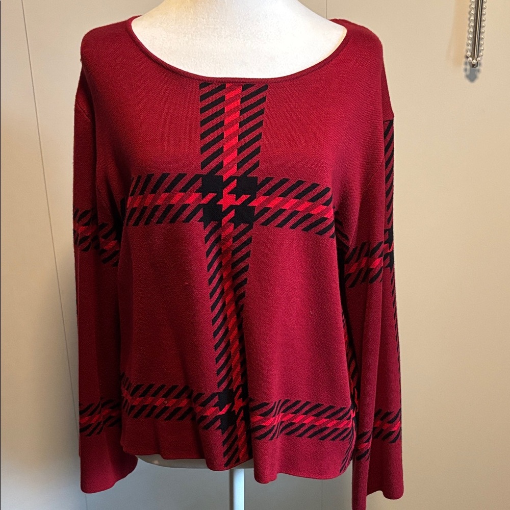 Premise Red and Black Knit Top